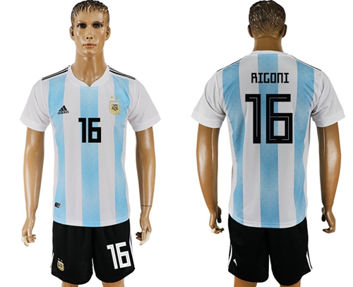 Argentina #16 Rigoni Home Soccer Country Jersey